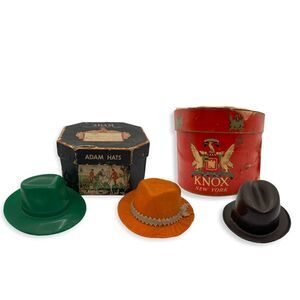 Vintage Adam Hats & Knox Stetson Hats Gift Card Boxes with Mini Hats